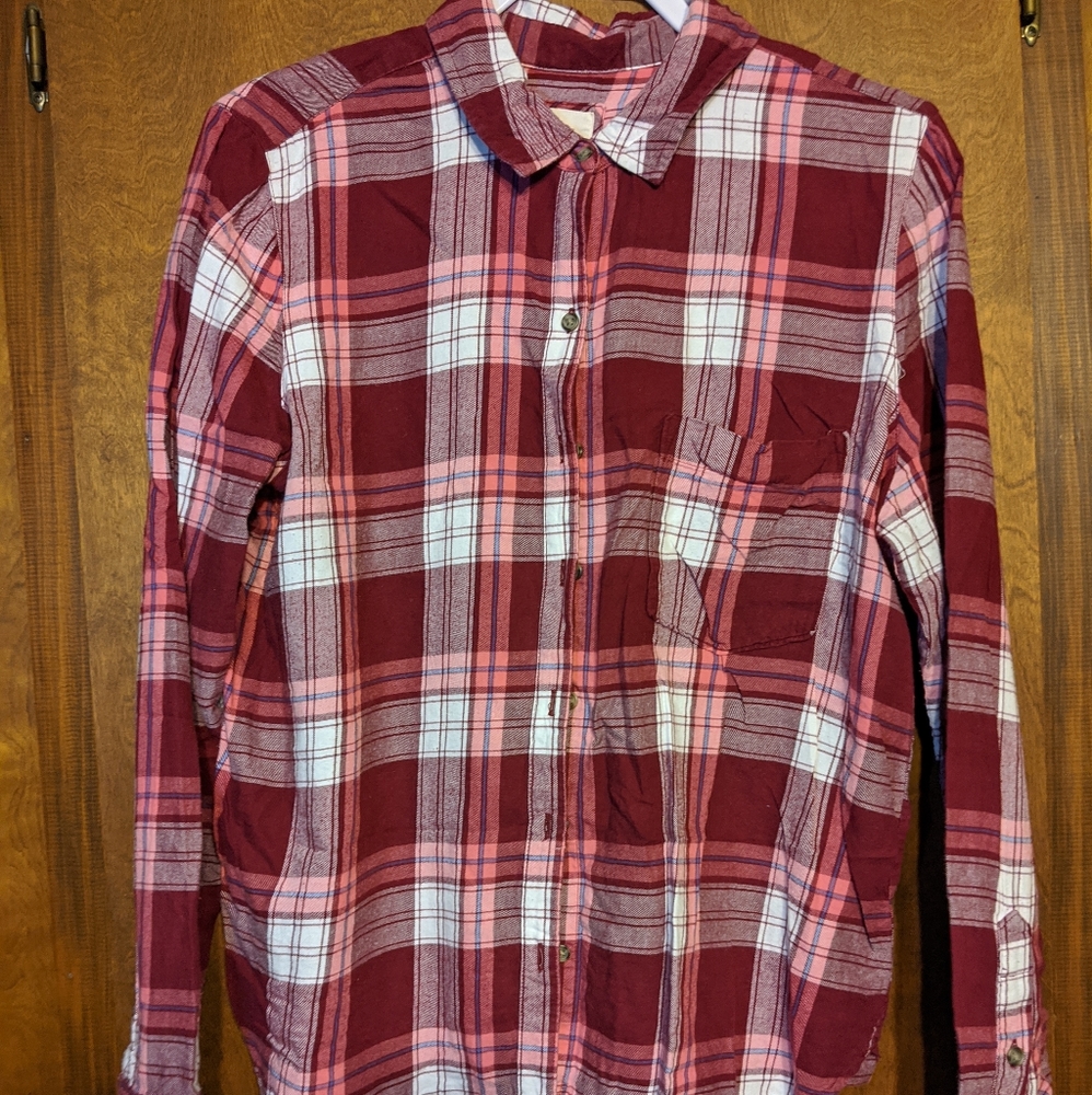 Plaid button-down shirt